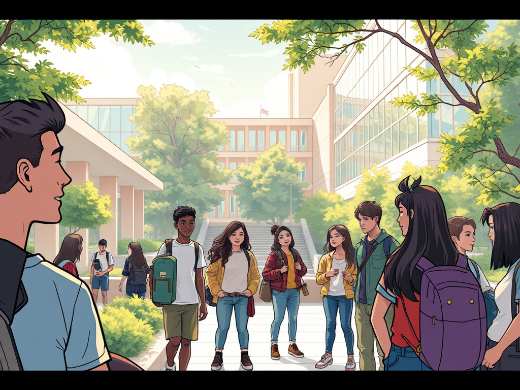 Happy students at a university